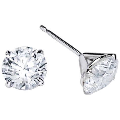 Martini Style Three Prong Diamond Earring Studs For Sale At 1stDibs