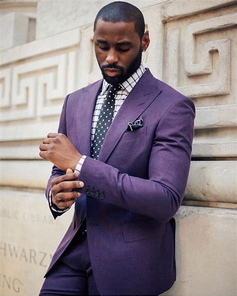 This what we love about weddings! Men's purple suit with window pane shirt and polka dot tie ...