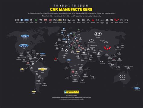 El mapa de las marcas de coches más vendidas en cada país Most Popular