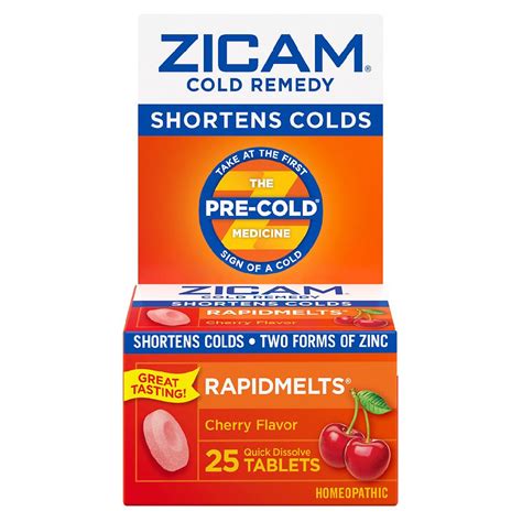 Zicam Cold Remedy Cold Remedy Rapidmelts Quick Dissolve Tablets Cherry Walgreens