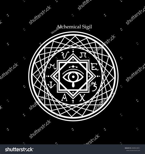 Magical Alchemical Seal Patterns Alchemical Symbols Stock Vector