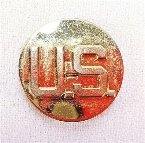 Wwii Us Army Enlisted Us Lapel Pin Clasp Collar Insignia Brass Round