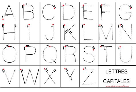 Lettres Capitales Fiches Maternelles Lettre A Apprendre Dedans Alphabet En Pointill A