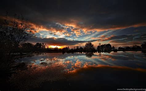Nature Dark Sunset Night Lakes Reflections Hdr Photography Desktop