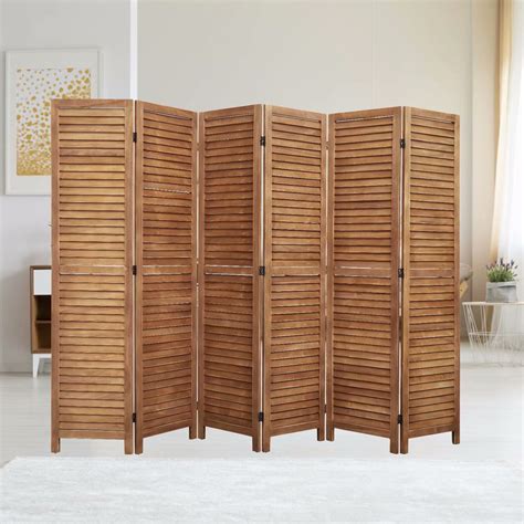 Brown Room Divider 6 Panel Folding Privacy Divider 6 Ft Indoor Wall