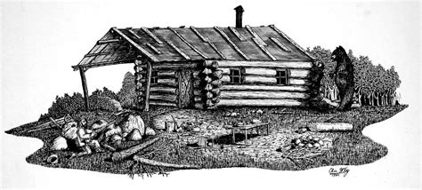 Log cabin illustrations and stock art. Log Cabin Drawing by Olin McKay