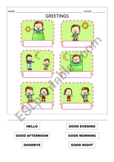 Greetings And Farewells Cut And Paste Esl Worksheet By Jsmdel