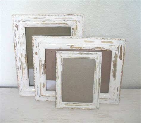 Creamy White And Gold Distressed Picture Frames Shabby Chic