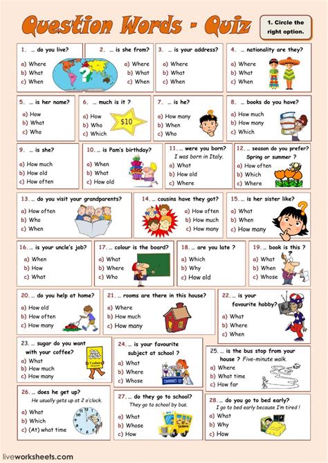 question words online and pdf exercise you can do the