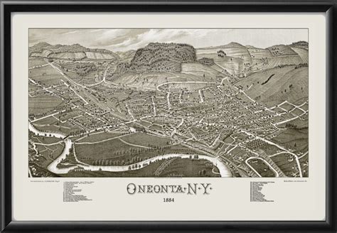 Oneonta Ny 1884 Vintage City Maps