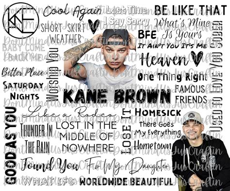 Kane Brown Fan Sheet Collage Png  Sublimation Digital Etsy