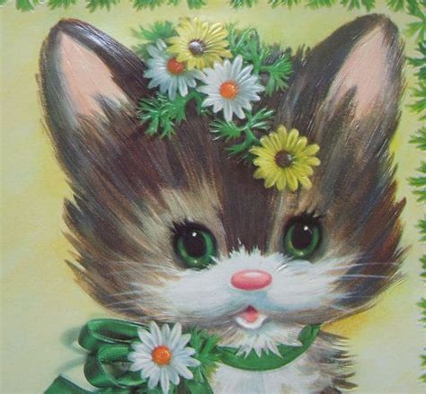 Adorable Little Kitten Unused Vintage Birthday Greeting Card Etsy