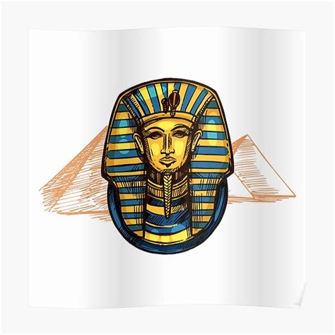 King Tut And Egyptian Pyramids Poster For Sale By Okudala Redbubble