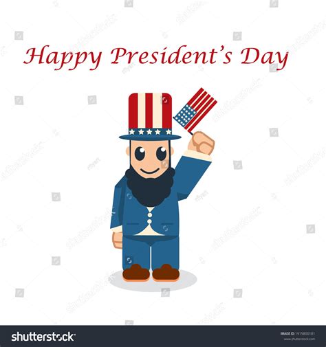Cute Presidents Day Cartoon Flat Design Stock Vector Royalty Free