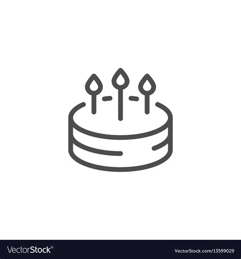 Birthday Cake Line Icon Royalty Free Vector Image