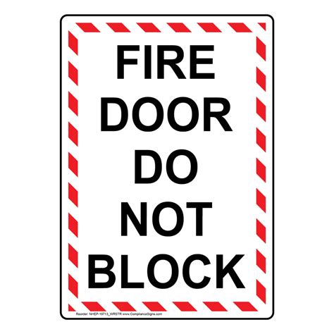 Portrait Fire Door Do Not Block Sign Nhep 19713wrstr