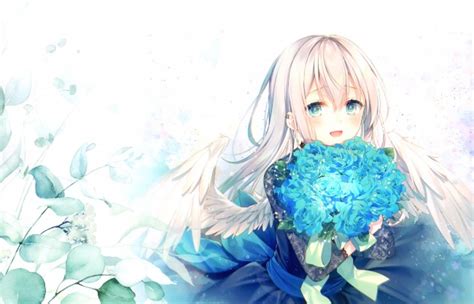 Check spelling or type a new query. Wallpaper Cute Anime Girl, Blue Roses, Bouquet, Loli ...
