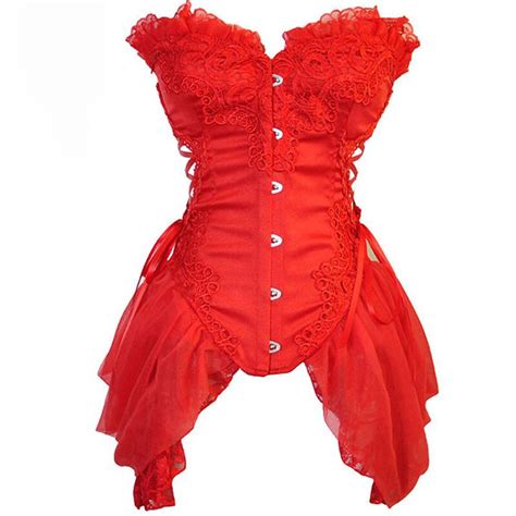 Red Laceandtulle Skirted Corselet Overbust Corset Victorian Corsets And