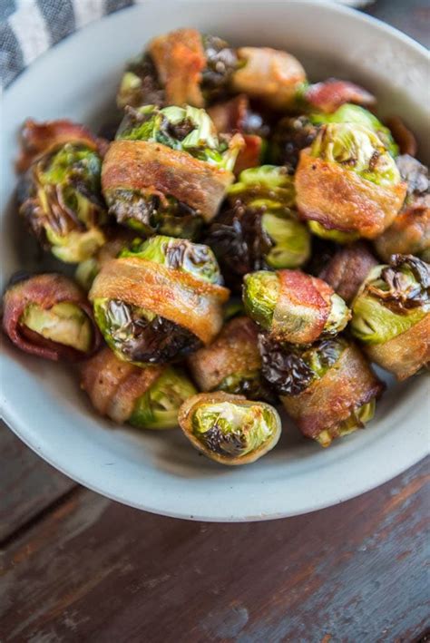 bacon sprouts brussels wrapped air fryer later garnishedplate 3k