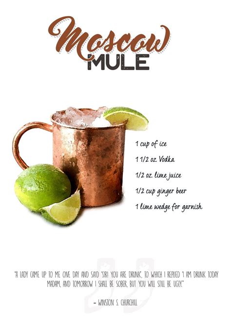 Cocktail Moscow Mule With The Ingredient List And A Q Poster By Swav Cembrzynski