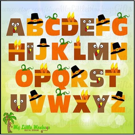Thanksgiving Alphabet Digital File Instant Download Etsy