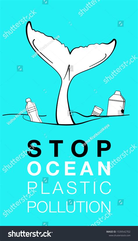 Stop Ocean Plastic Pollution Ecological Poster Image Vectorielle De