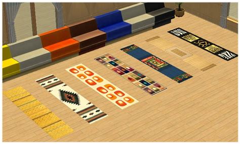 Mod The Sims 7 Recolors Of Maxis 3x1 Rug Recherché Floor Runner