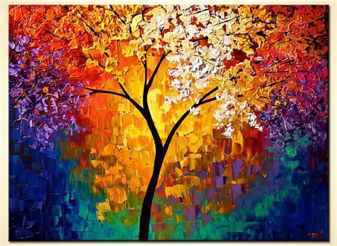Painting Abstract Tree Of Life Colorful Forest Art 5907