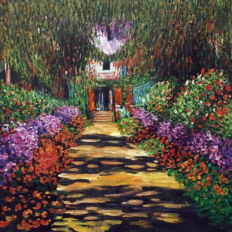 The replacement of paradise must be garden for it is beautiful at all times. Monet - Garden Path at Giverny - Reproduction Painting at ...