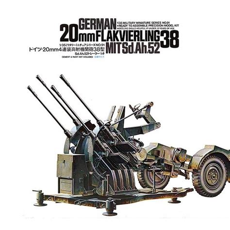 Tamiya 135 German 20mm Flakvierling 38 Anti Aircraft Gun Kit 35091