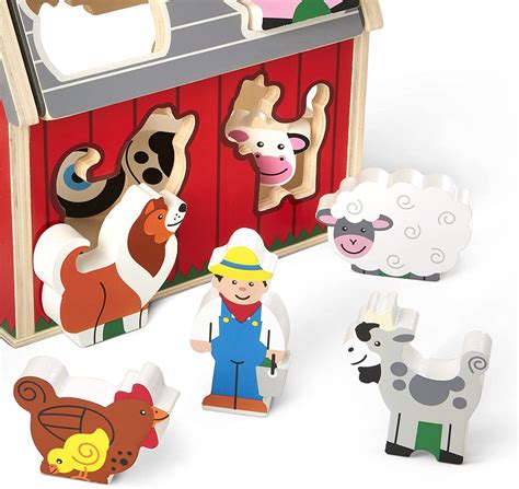Buy Melissa And Doug Wooden Take Along Sorting Barn Toy With Flip Up Roof