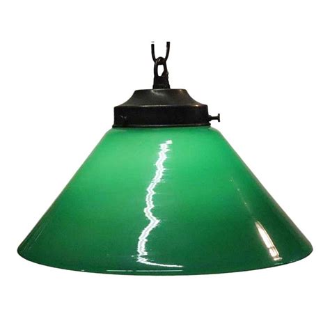 Vintage Green Shade Pendant Light With Brass Chain Glass Light Shades Glass Shade Pendant