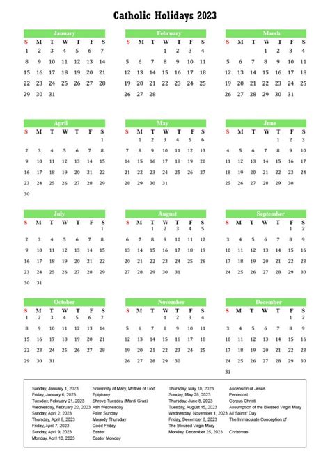 Roman Catholic Holidays 2023 With Catholic Calendar