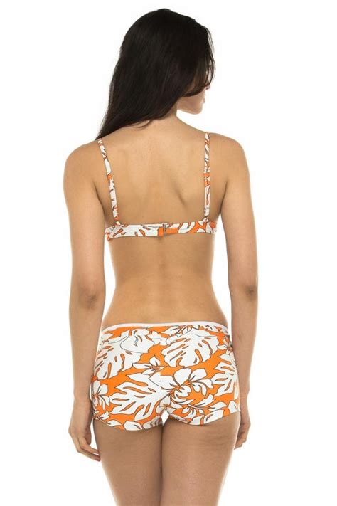 Private Island Hawaii UV Women Front Tied Hot Pants Orange Small On