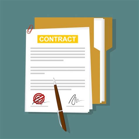 Contract In Flat Style Business Concept Vector Illustration Vector