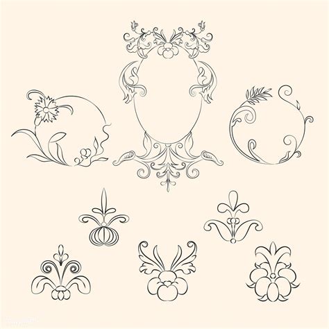 Vintage Flourish Ornament Illustration Set Free Image By