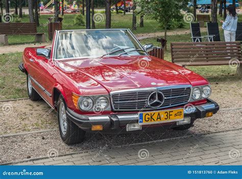 Classic Vintage Red Mercedes Benz Convertible Parked Editorial Image