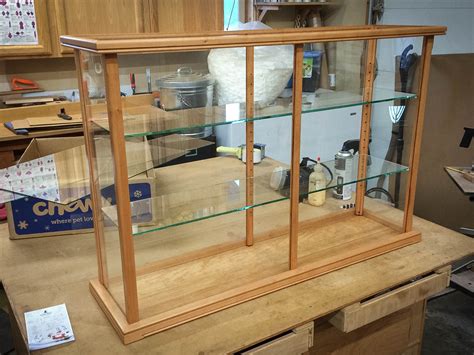 Handmade Wood And Glass Display Case For Models Crystal Figurines