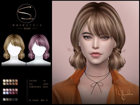 The Sims Resource Cute Double Buns With Bangs Hairstyle Yoko051222