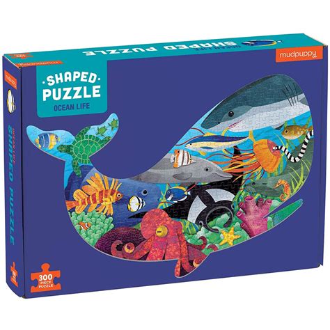 Mudpuppy Ocean Life 300 Pc Shaped Puzzle Jigsaw Puzzles