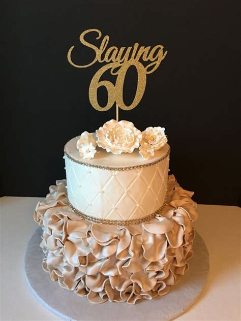 60th birthday cakes will be very special for everyone in the world. ANY NUMBER Gold Glitter 60th Birthday Cake Topper Slaying ...