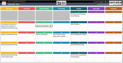 Dynamic Calendar Excel Template 2020 2030 Dynamic Spreadsheet Template