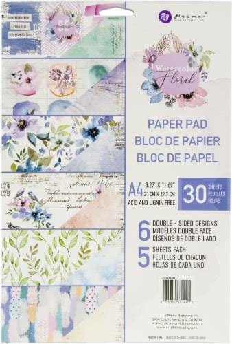 Prima Marketing Double Sided Paper Pad A4 30 Pkg Watercolor Floral 1