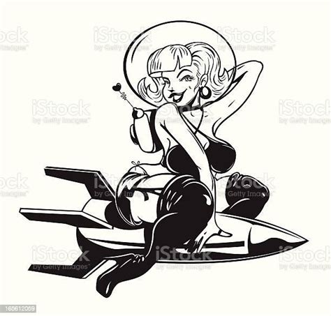 Vintage Rocket Pin Up Girl Stock Illustration Download Image Now Istock