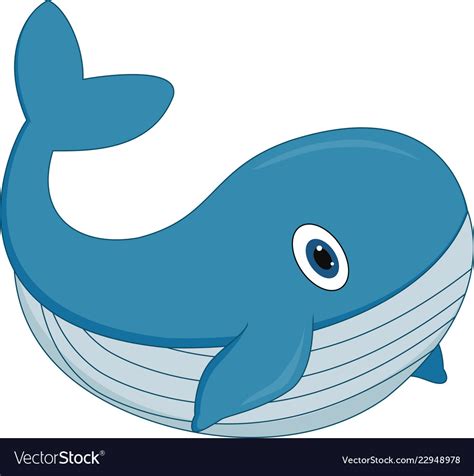 Cute Cartoon Whale On White Background Royalty Free Vector