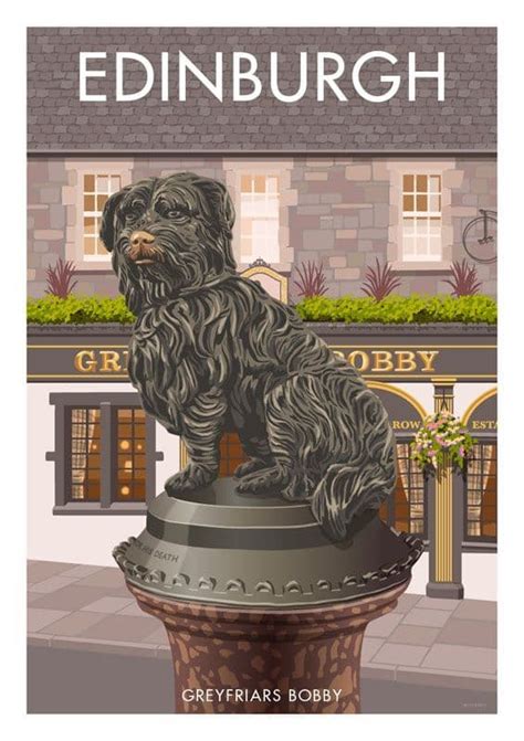 Greyfriars Bobby Edinburgh Scotland Vintage Inspired Scottish Travel Poster