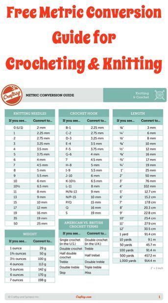 FREE Metric Conversion Guide For Crocheting And Knitting Crochet