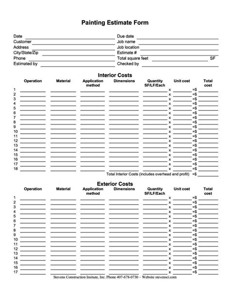 Free Take Off Sheet Template Excel