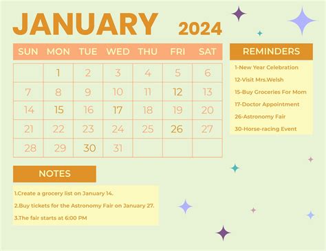 January 2024 Calendar Ms Word Templates Printable Free