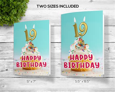 Custom Printable 19th Birthday Greeting Downloadable 19th Birthday